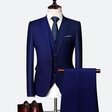 Load image into Gallery viewer, Suit male 3 Piece set Business Men's suits 2019 Autumn high-end Formal blazers Slim Fit party wedding large size boutique suit