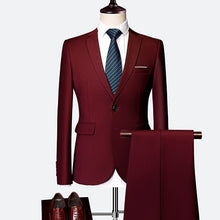 Load image into Gallery viewer, Suit male 3 Piece set Business Men's suits 2019 Autumn high-end Formal blazers Slim Fit party wedding large size boutique suit