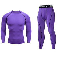 Load image into Gallery viewer, Men's Compressed Long Sleeve Shirt Pants Shorts Fitness MMA Clothing tactical rashguard jiu jitsu crossfit T-Shirt Jogging suits