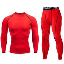 Load image into Gallery viewer, Men's Compressed Long Sleeve Shirt Pants Shorts Fitness MMA Clothing tactical rashguard jiu jitsu crossfit T-Shirt Jogging suits