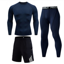 Load image into Gallery viewer, Men's Compressed Long Sleeve Shirt Pants Shorts Fitness MMA Clothing tactical rashguard jiu jitsu crossfit T-Shirt Jogging suits