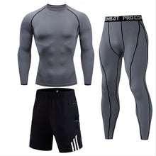 Load image into Gallery viewer, Men's Compressed Long Sleeve Shirt Pants Shorts Fitness MMA Clothing tactical rashguard jiu jitsu crossfit T-Shirt Jogging suits