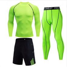 Load image into Gallery viewer, Men's Compressed Long Sleeve Shirt Pants Shorts Fitness MMA Clothing tactical rashguard jiu jitsu crossfit T-Shirt Jogging suits