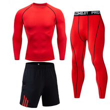 Load image into Gallery viewer, Men's Compressed Long Sleeve Shirt Pants Shorts Fitness MMA Clothing tactical rashguard jiu jitsu crossfit T-Shirt Jogging suits