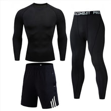 Load image into Gallery viewer, Men's Compressed Long Sleeve Shirt Pants Shorts Fitness MMA Clothing tactical rashguard jiu jitsu crossfit T-Shirt Jogging suits