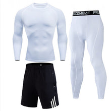 Load image into Gallery viewer, Men's Compressed Long Sleeve Shirt Pants Shorts Fitness MMA Clothing tactical rashguard jiu jitsu crossfit T-Shirt Jogging suits