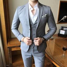 Load image into Gallery viewer, Solid Color slim fit male 3 piece suits wedding dress men Business Casual blazer Wedding Prom Dinner Suits Groomsman Wear tuxedo