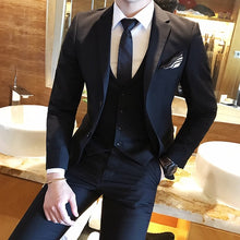 Load image into Gallery viewer, Solid Color slim fit male 3 piece suits wedding dress men Business Casual blazer Wedding Prom Dinner Suits Groomsman Wear tuxedo