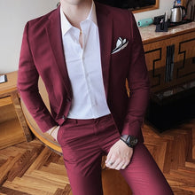 Load image into Gallery viewer, Solid Color slim fit male 3 piece suits wedding dress men Business Casual blazer Wedding Prom Dinner Suits Groomsman Wear tuxedo