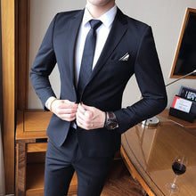 Load image into Gallery viewer, Solid Color slim fit male 3 piece suits wedding dress men Business Casual blazer Wedding Prom Dinner Suits Groomsman Wear tuxedo