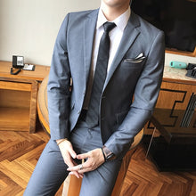 Load image into Gallery viewer, Solid Color slim fit male 3 piece suits wedding dress men Business Casual blazer Wedding Prom Dinner Suits Groomsman Wear tuxedo