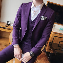 Load image into Gallery viewer, Solid Color slim fit male 3 piece suits wedding dress men Business Casual blazer Wedding Prom Dinner Suits Groomsman Wear tuxedo