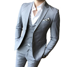 Load image into Gallery viewer, Solid Color slim fit male 3 piece suits wedding dress men Business Casual blazer Wedding Prom Dinner Suits Groomsman Wear tuxedo